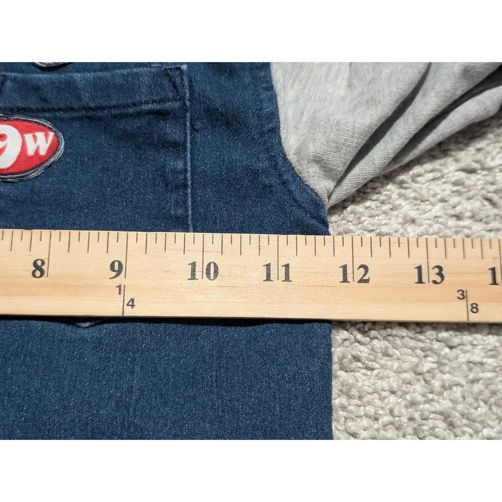 Nannette Kids Boys 24M Denim Mixed Media Button Up Shirt Gray Sleeves Patches‎